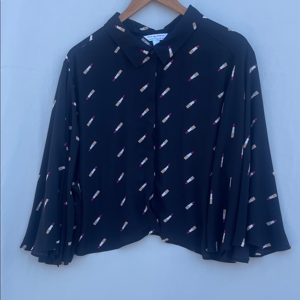 Ashley Nell Tipton for Boutique Women's Button Down size 3x black lipstick
